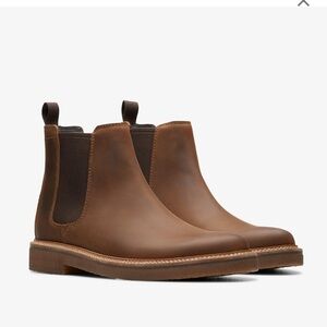 EUC Clark's Men's Brown Chelsea Boots Leather US 12 EU 46
